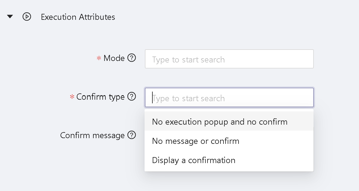 Dynamic action confirmation type on LCDP.ai low code development platform